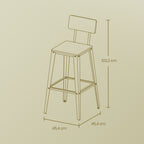 Barhocker - 2 -Set von 2 - mit Rückenlehne - EssZwart - Tinte -Black