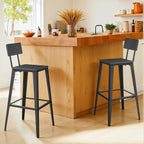 Barhocker - 2 -Set von 2 - mit Rückenlehne - EssZwart - Tinte -Black