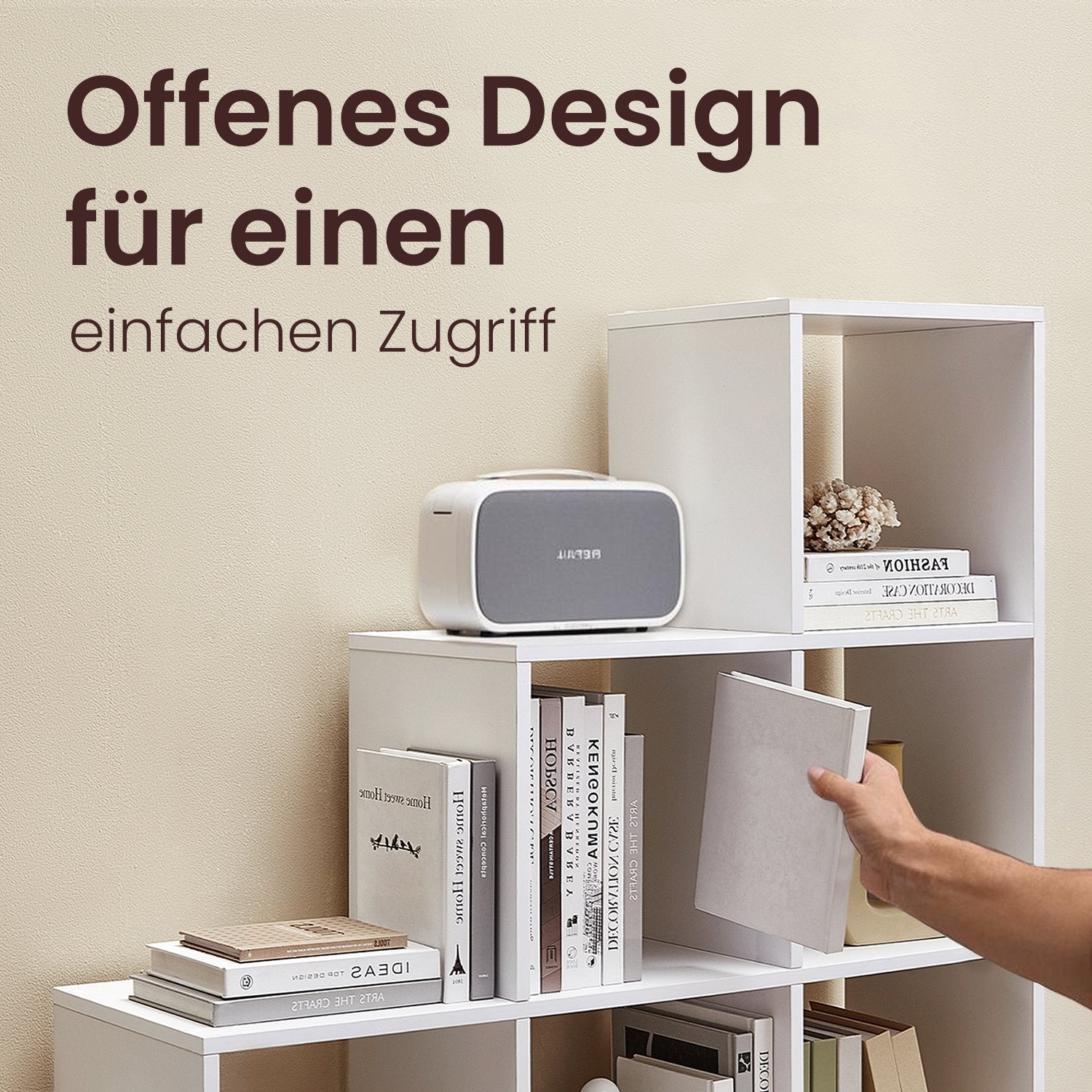 Bücherregal - mit 10 Fächern, offenes Regal als Internat