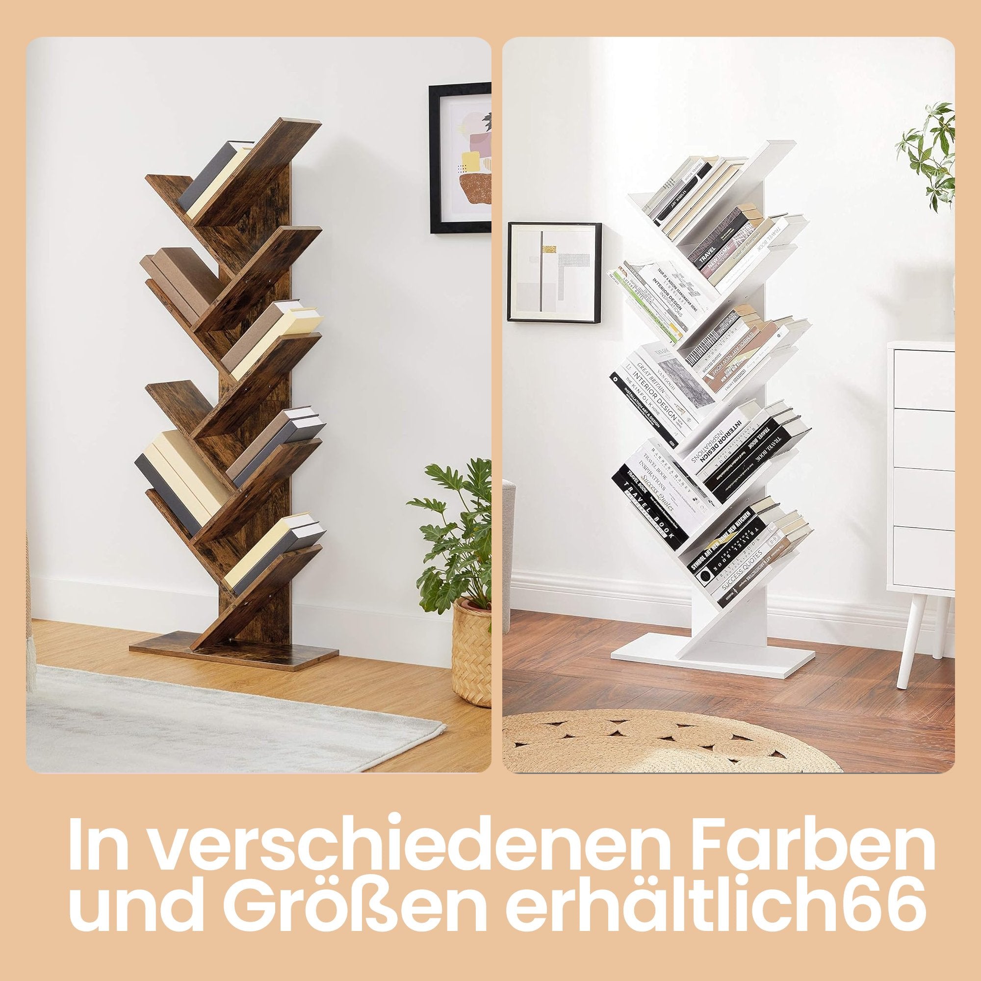 Bücherregal - 9 Levels in Baumform, Raumspeicher -Eckbrett