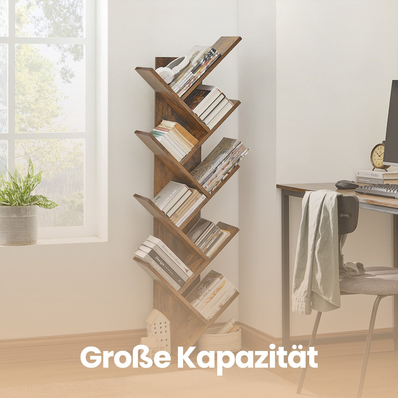 Bücherregal - 9 Levels in Baumform, Raumspeicher -Eckbrett