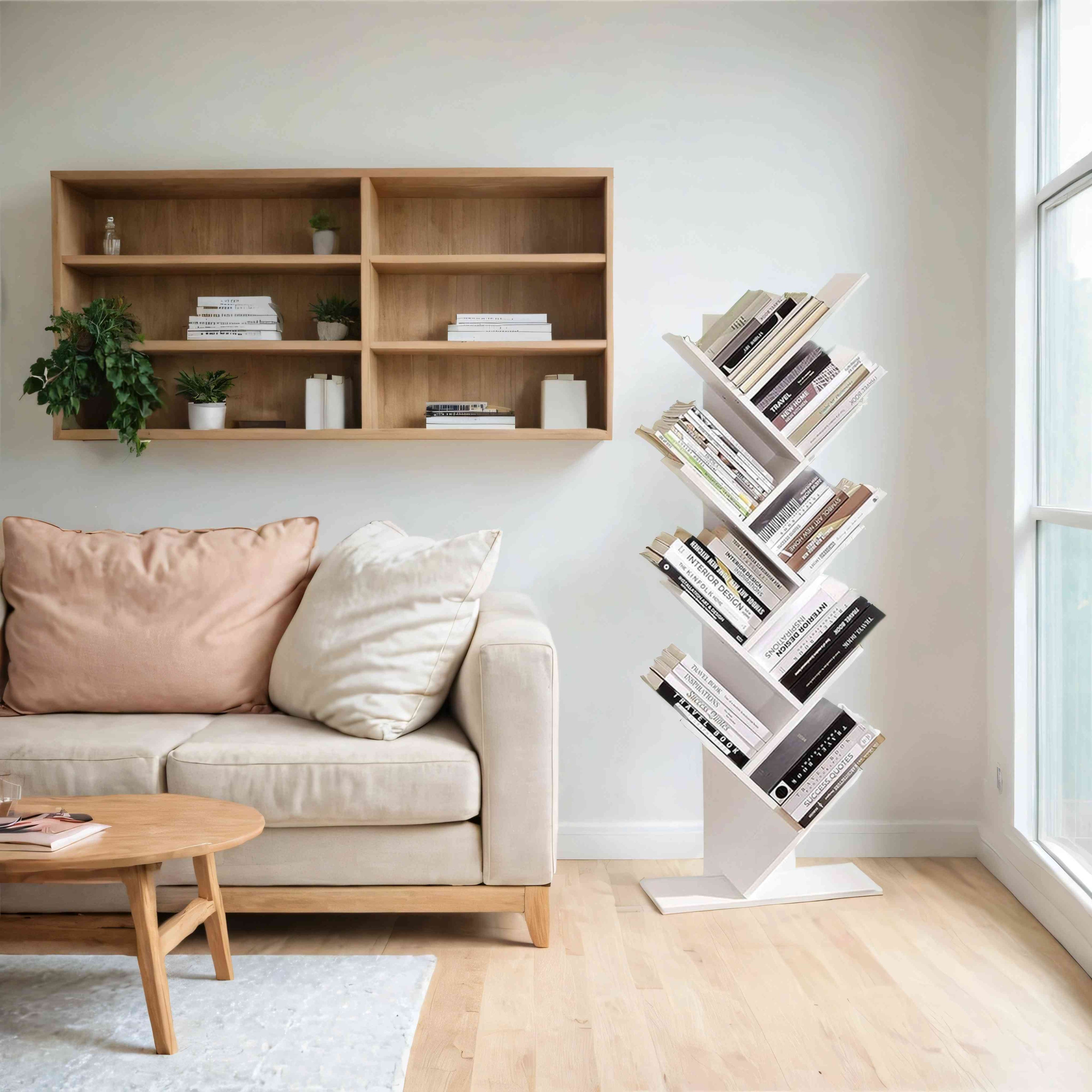 Bücherregal - 9 Levels in Baumform, Raumspeicher -Eckbrett