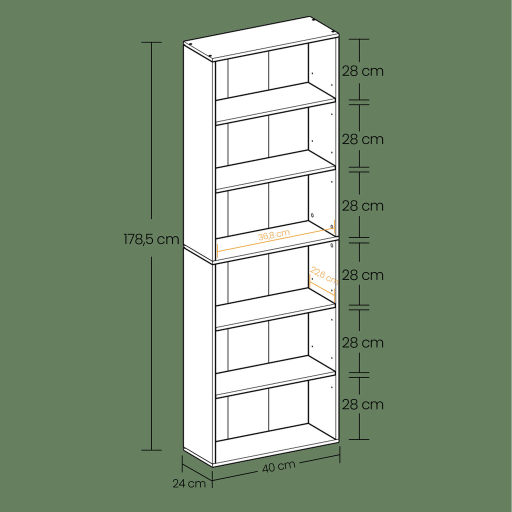 6-layer-Bücherregal im skandinavischen Stil, stehendes Regal für Wohnzimmer
