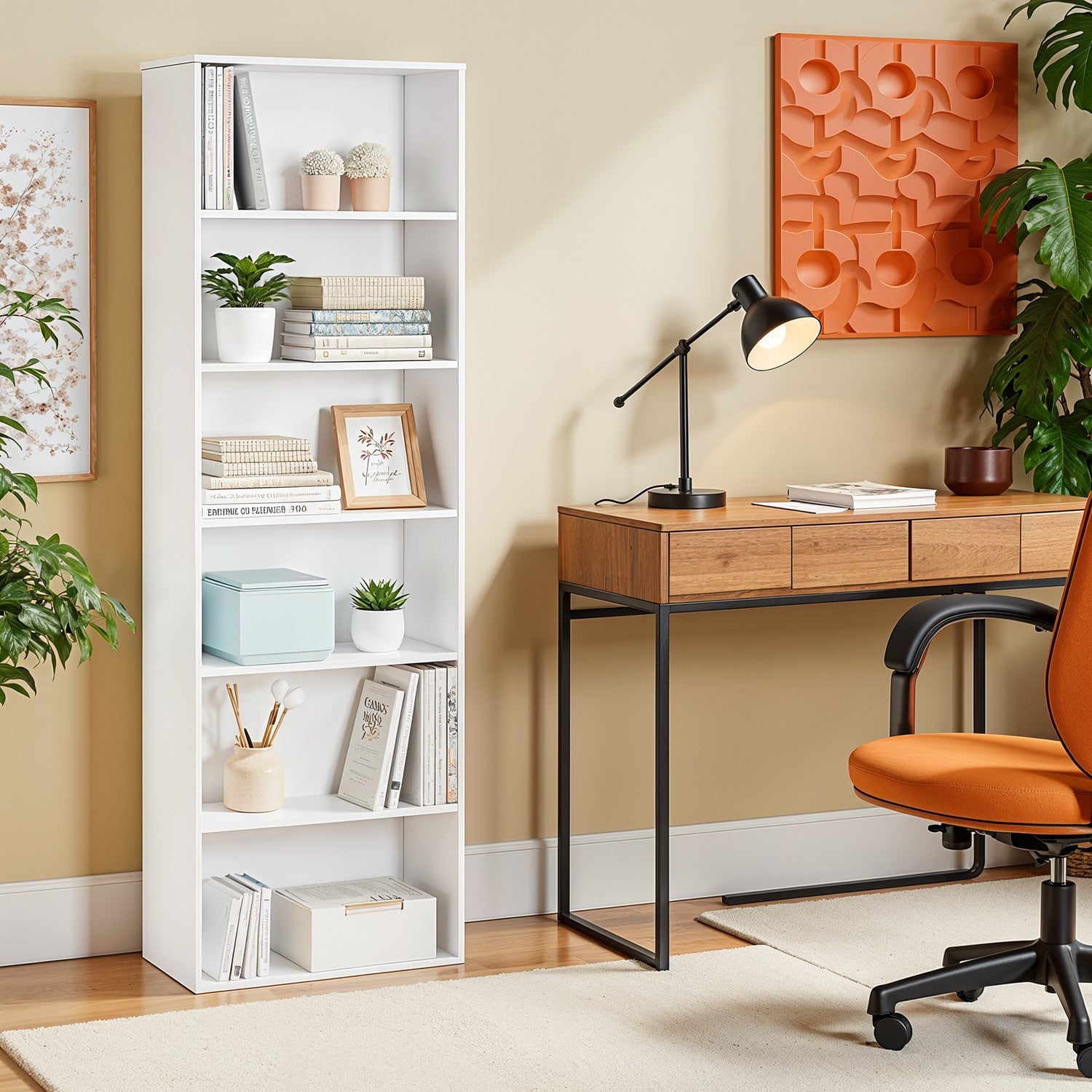 6-layer-Bücherregal im skandinavischen Stil, stehendes Regal für Wohnzimmer