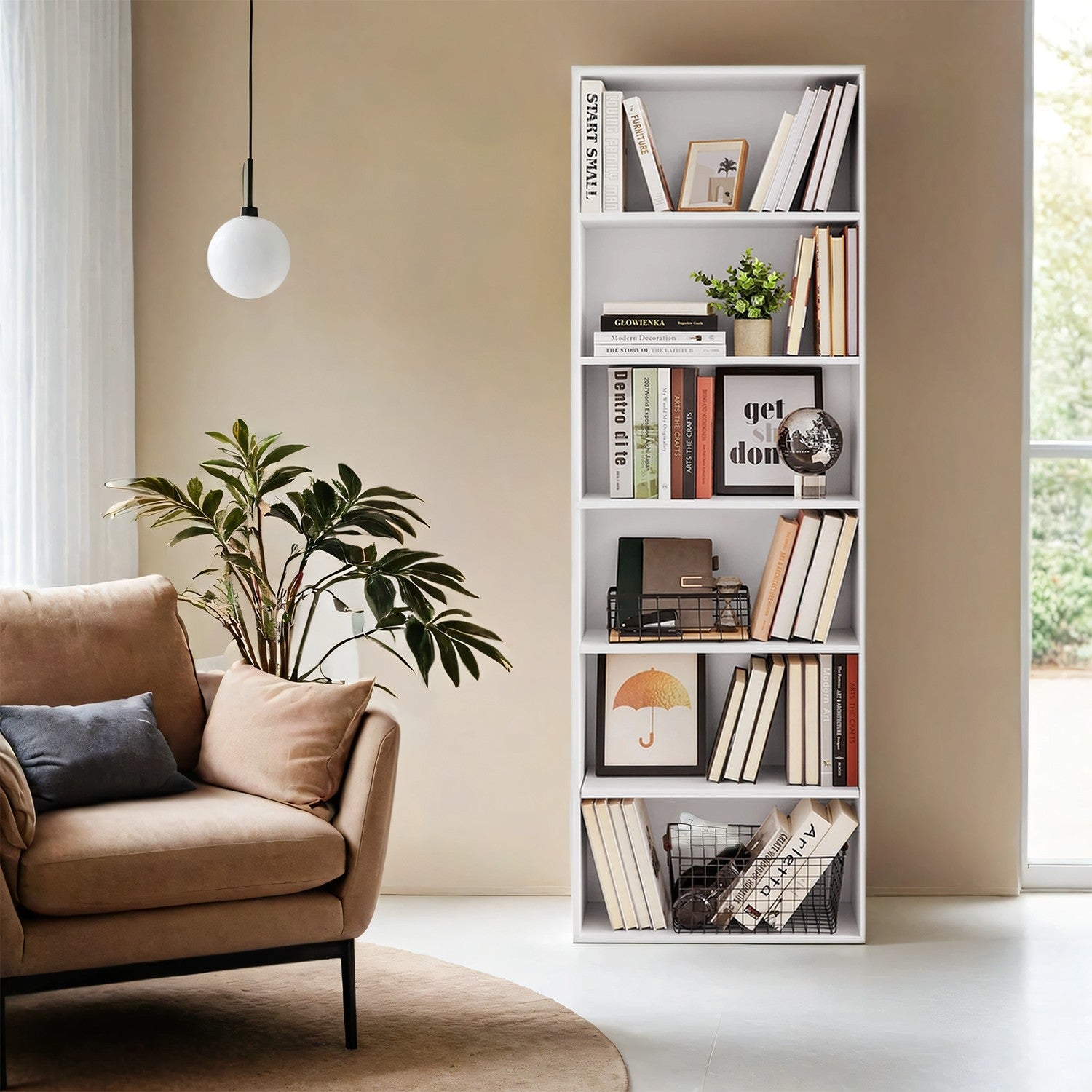 6-layer-Bücherregal im skandinavischen Stil, stehendes Regal für Wohnzimmer