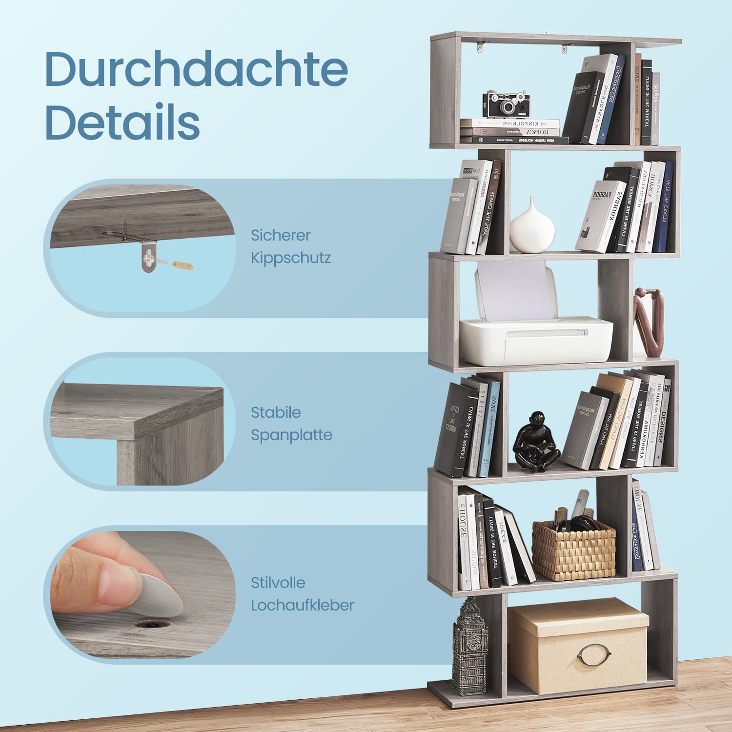 Bücherregal mit 6 Levels, abgelöster Plank, Office Board zur Präsentation