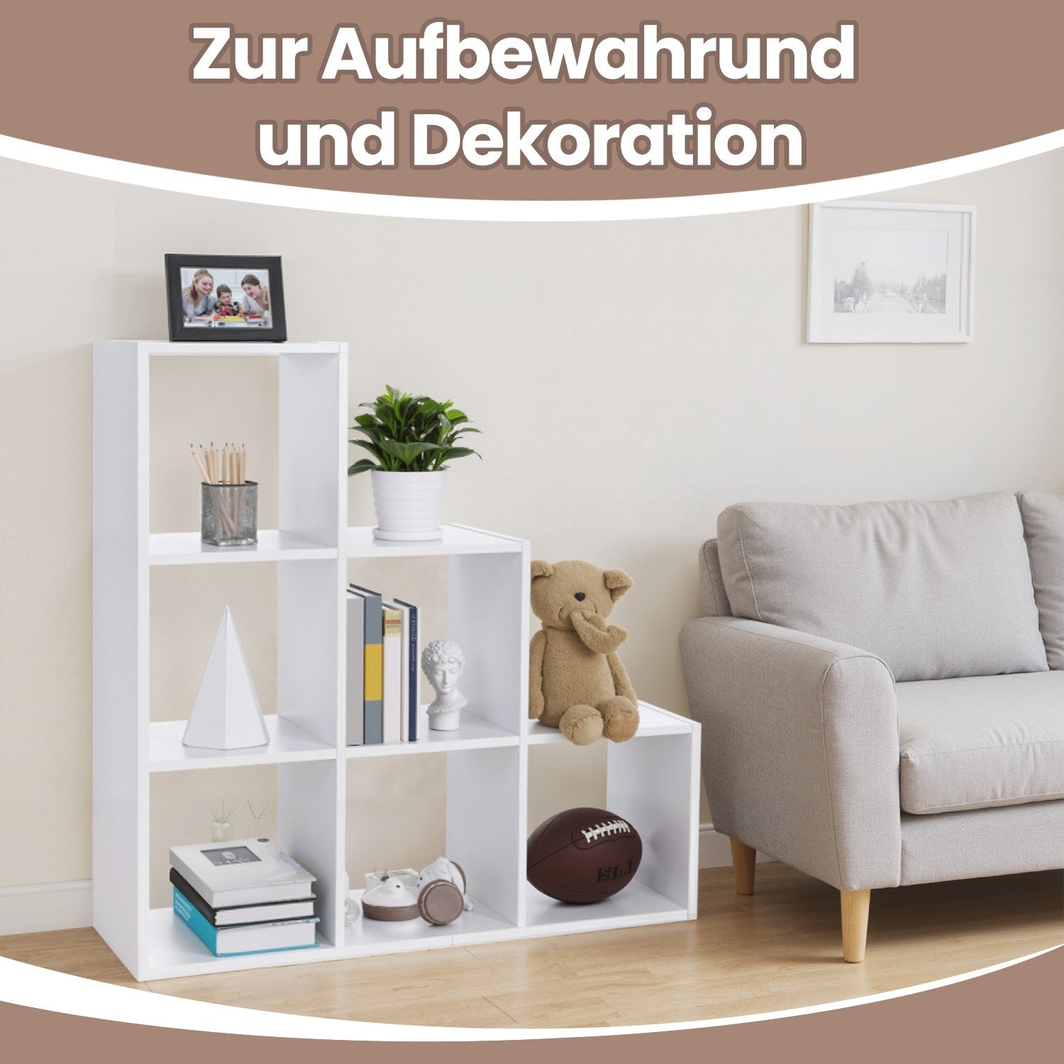 Bücherregal mit 6 Fächern, Open Plank, Boarding Board