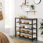 Schuhregal - mit 5 Regalen - Grillen mit Holzblättern - braun