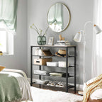 Schuhregal - mit 5 Regalen - Grillen mit Holzblättern - braun