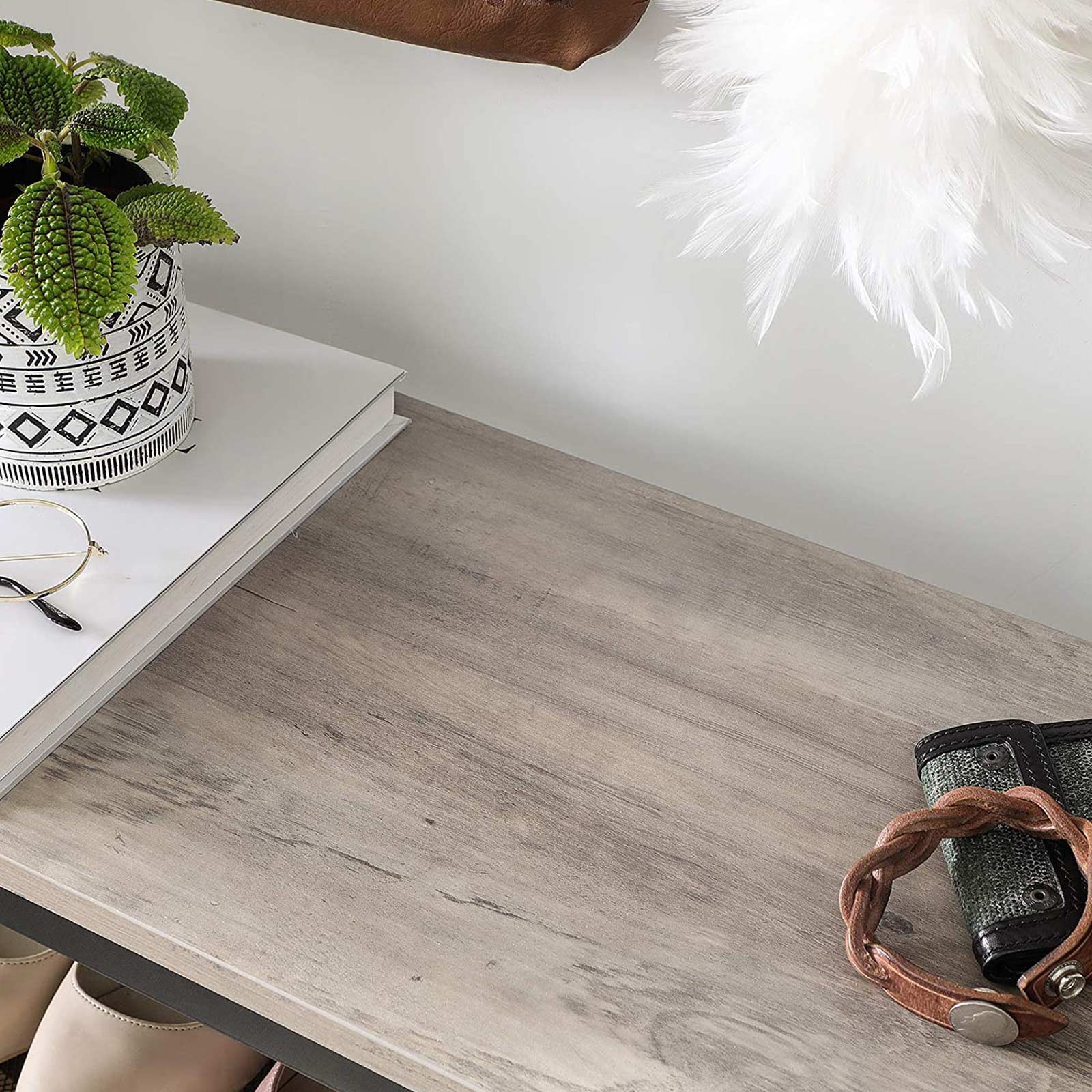 Schuhregal - mit 5 Regalen - Grillen mit Holzblättern - braun