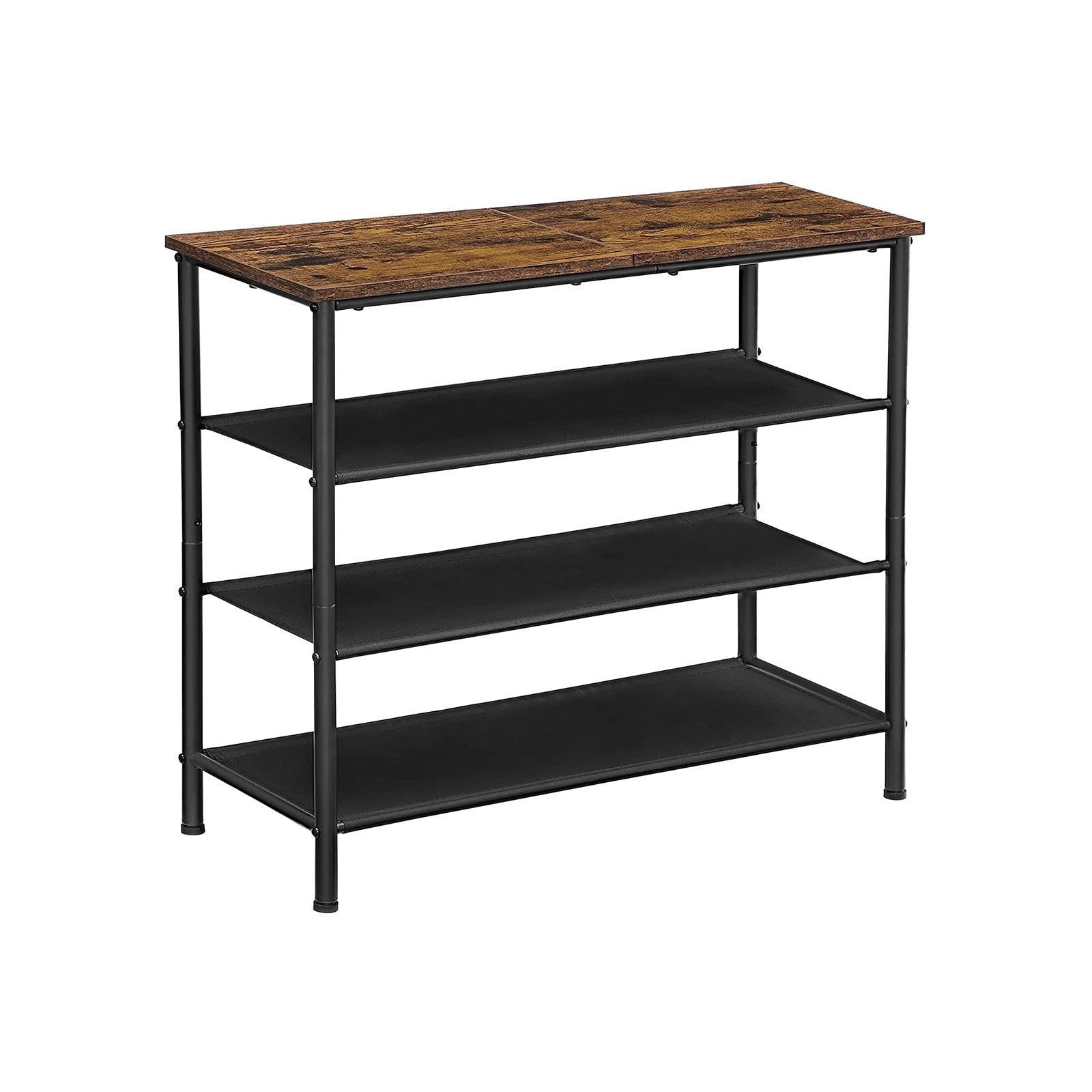 Schuhregal - mit 3 Regalen - Schuhschrank - Polyester Stoff - Metallrahmen - braun / schwarz