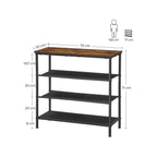 Schuhregal - mit 3 Regalen - Schuhschrank - Polyester Stoff - Metallrahmen - braun / schwarz