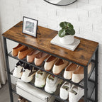 Schuhregal mit 5 Levels und Oberfläche für Taschen - Industriell - braun / schwarz