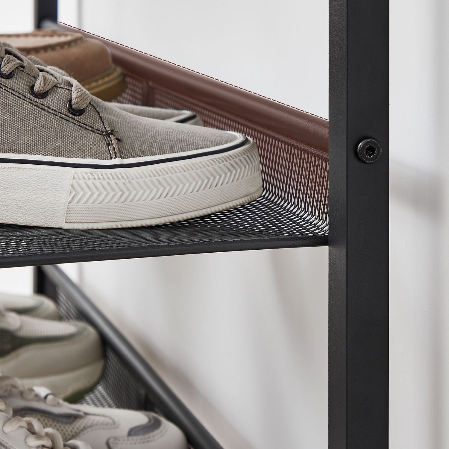 Schuhregal mit 5 Levels und Oberfläche für Taschen - Industriell - braun / schwarz