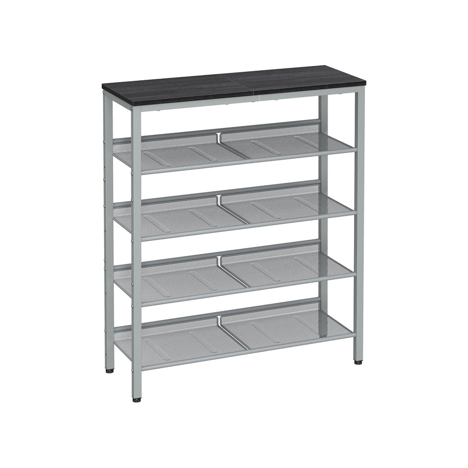 Schuhregal mit 5 Levels und Oberfläche für Taschen - Industriell - braun / schwarz