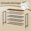 Schoenenbank - 30 x 75 x 69 cm - Metalen frame - 4 lagen - Bruin-zwart - Voor 12-16 paar schoenen - Max. draagkracht bovenpaneel 30 kg - Max. draagkracht per draadplank 11 kg