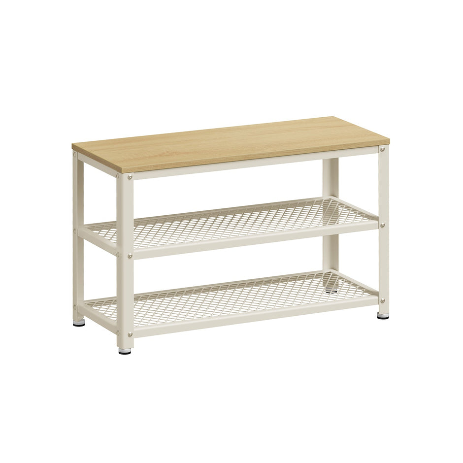 Schuhbank - 2 Regale - 73 x 30 x 45 cm - braun/schwarz