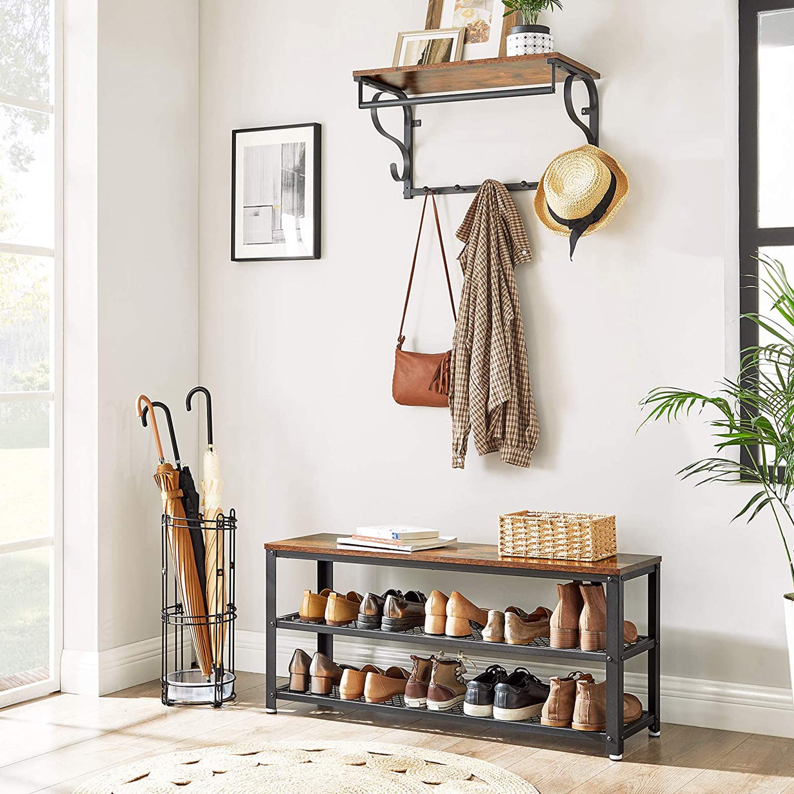 Schuhregal - mit 2 Regalen - Metallrahmen - 100 x 30 x 45 cm