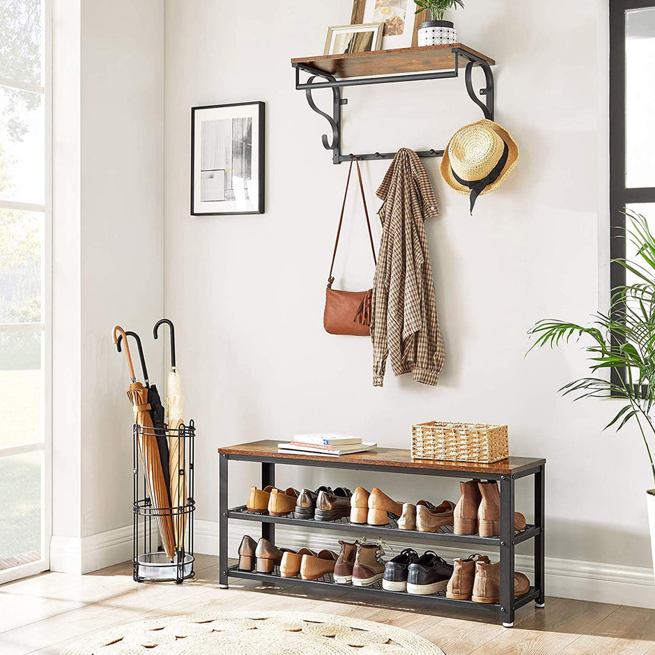 Schuhregal - mit 2 Regalen - Metallrahmen - 100 x 30 x 45 cm