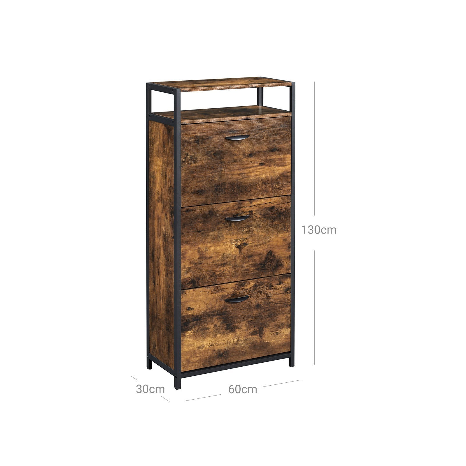 Schuhschrank - mit 3 Ventilen - für 12 Paar Schuhe - braun