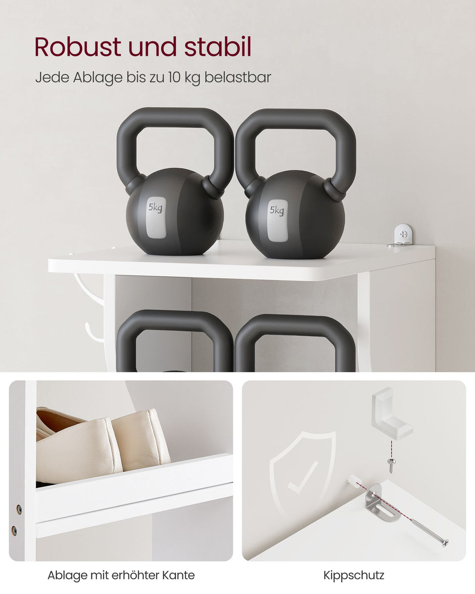 Schuhregal - schmal - 6 Level - Weiß