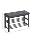 Schoenenbank – 3 Etages – Gevoerde Zitting – Metalen Frame – 80 cm – Leigrijs en Zwart