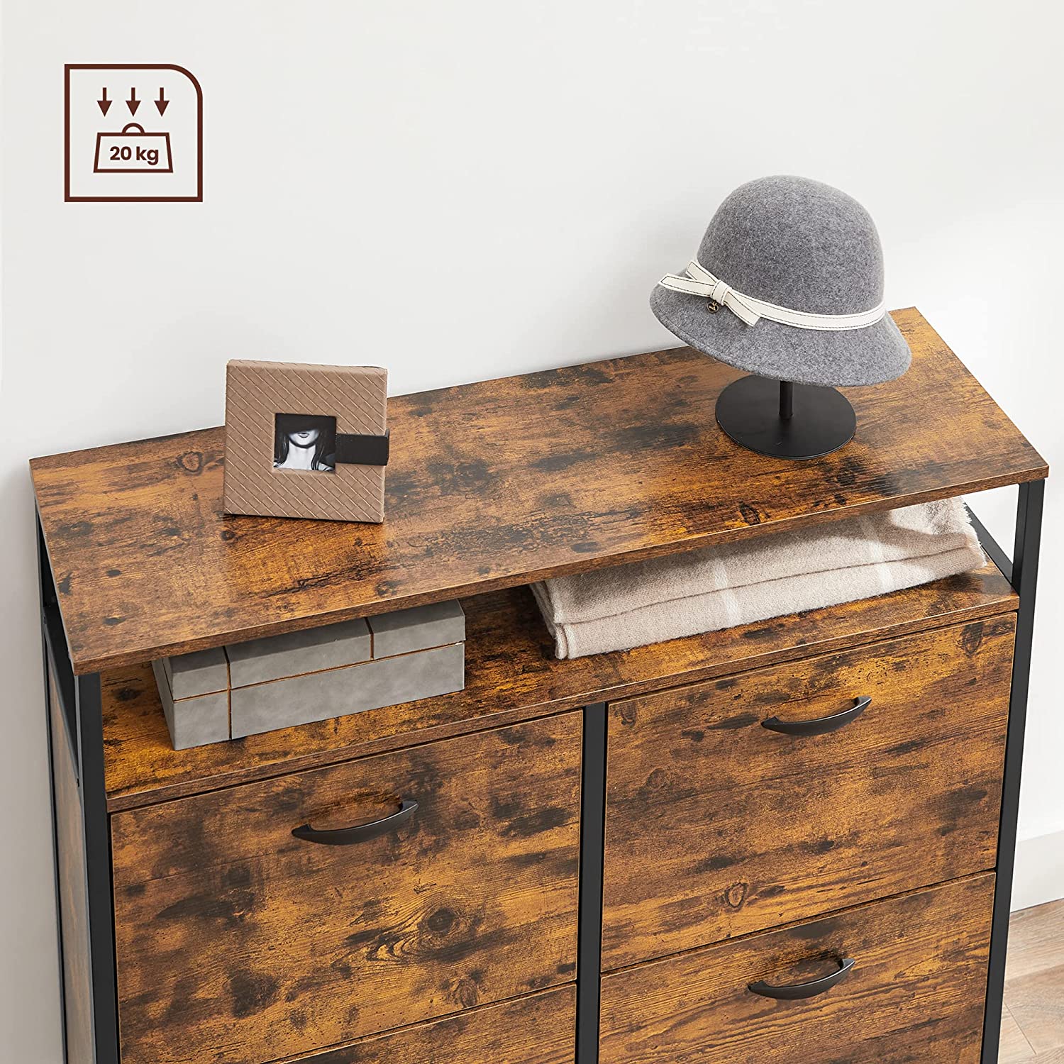 Schuhschrank - mit 4 Ventilen - Schuhspeicher - Industrial - Braun / Schwarz