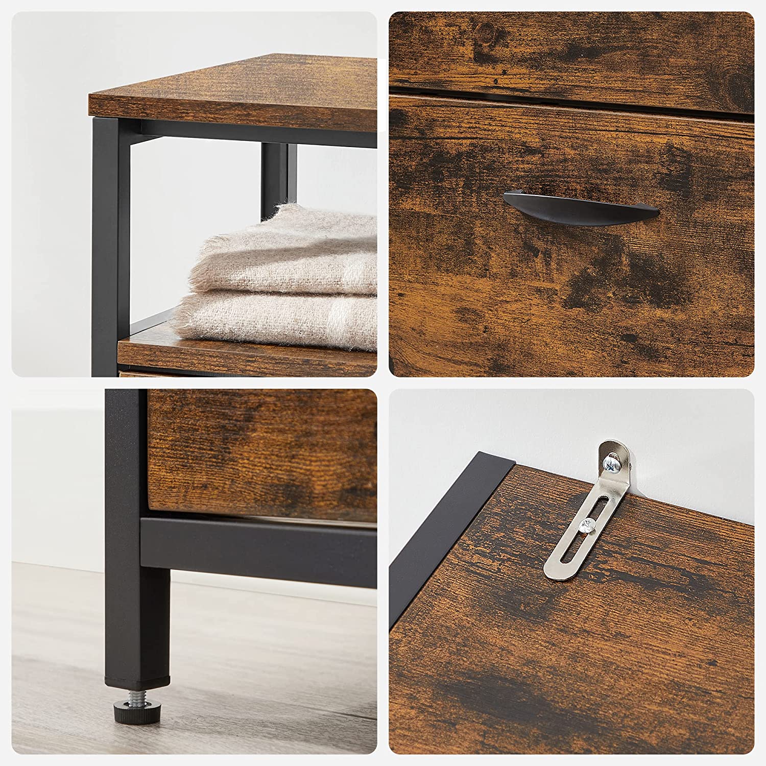 Schuhschrank - mit 4 Ventilen - Schuhspeicher - Industrial - Braun / Schwarz