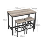 Bar Tisch - Hochküchentisch mit 2 Barhockern - Metallrahmen - Grau/Schwarz