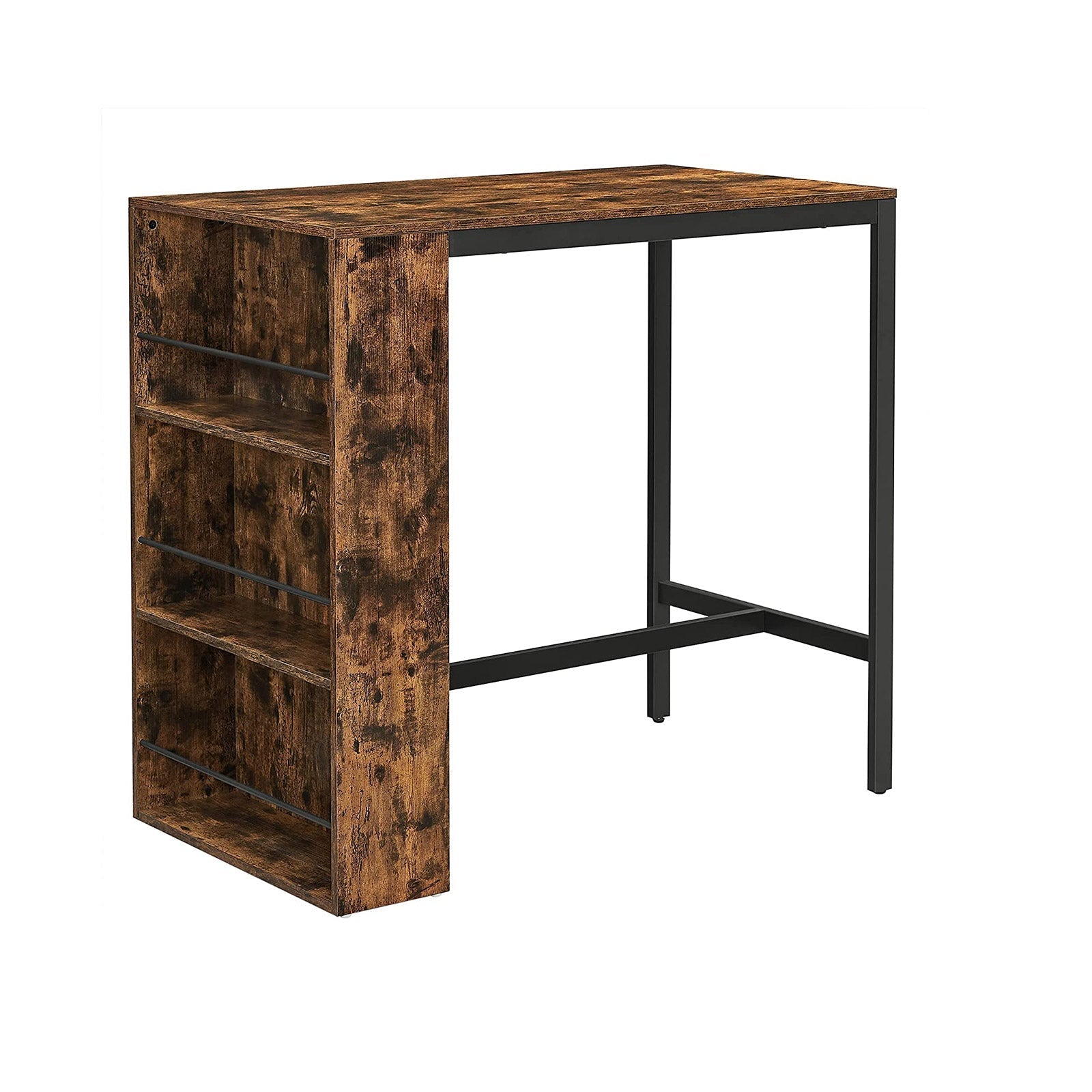 Bar Tisch - Küchentisch - Esstisch - mit 3 offenen Fächern - 110 x 60 x 100 cm - Brown