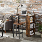 Bar Tisch - Küchentisch - Esstisch - mit 3 offenen Fächern - 110 x 60 x 100 cm - Brown