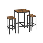 Esstisch - Hocher Tisch - mit 2 Stühlen - Metallrahmen - Holzblad