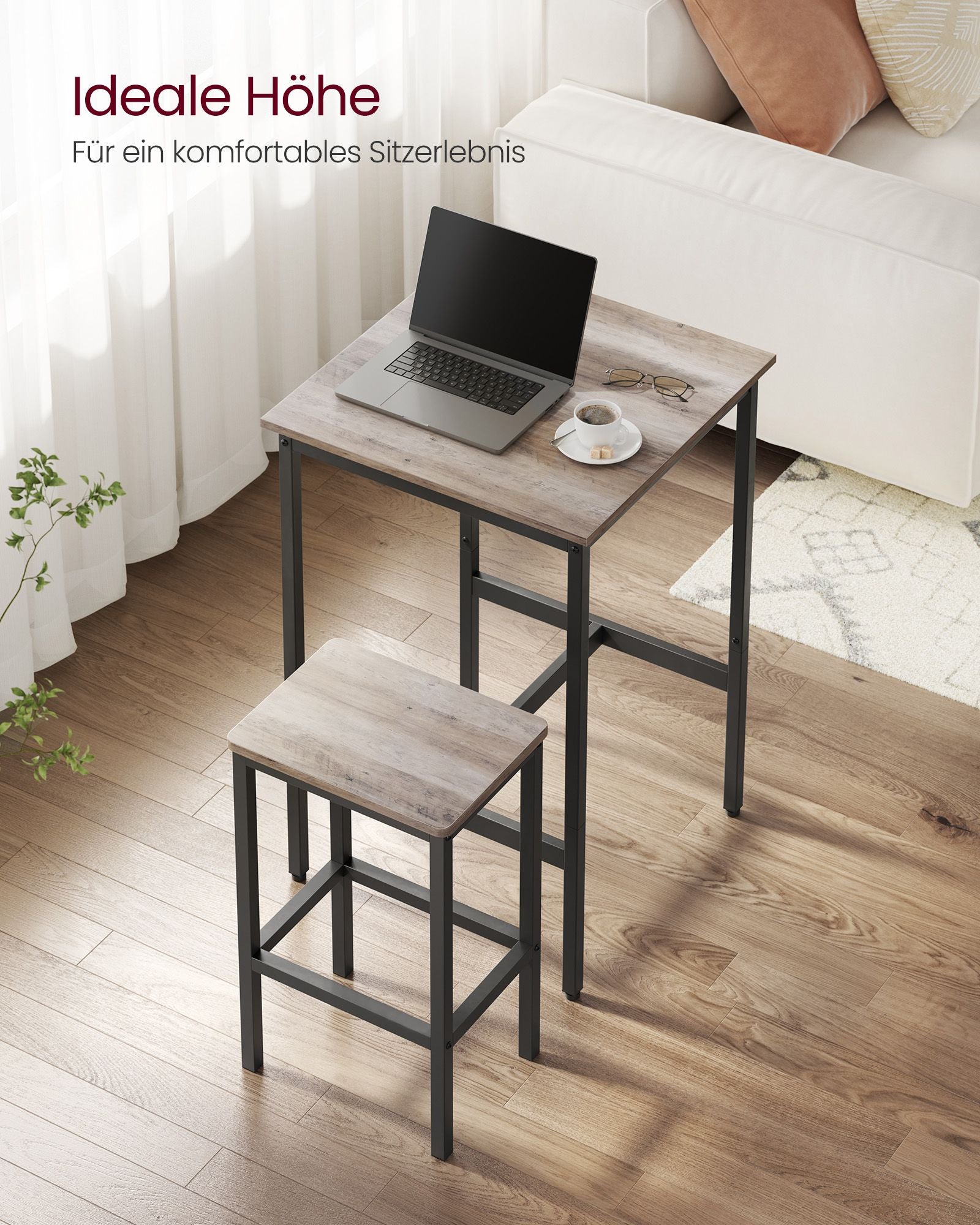 Bar Tisch-2 Stühle-Kitchen-Grauge Spotted-Ink Black Schwarz