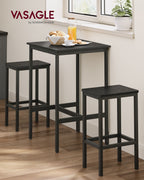 Bartisch mit 2 Stühlen-Kitchen-Ebony Black-Ink-Schwarzschwarz