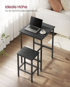 Bartisch mit 2 Stühlen-Kitchen-Ebony Black-Ink-Schwarzschwarz