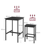 Bartisch mit 2 Stühlen-Kitchen-Ebony Black-Ink-Schwarzschwarz