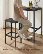 Bartisch mit 2 Stühlen-Kitchen-Ebony Black-Ink-Schwarzschwarz