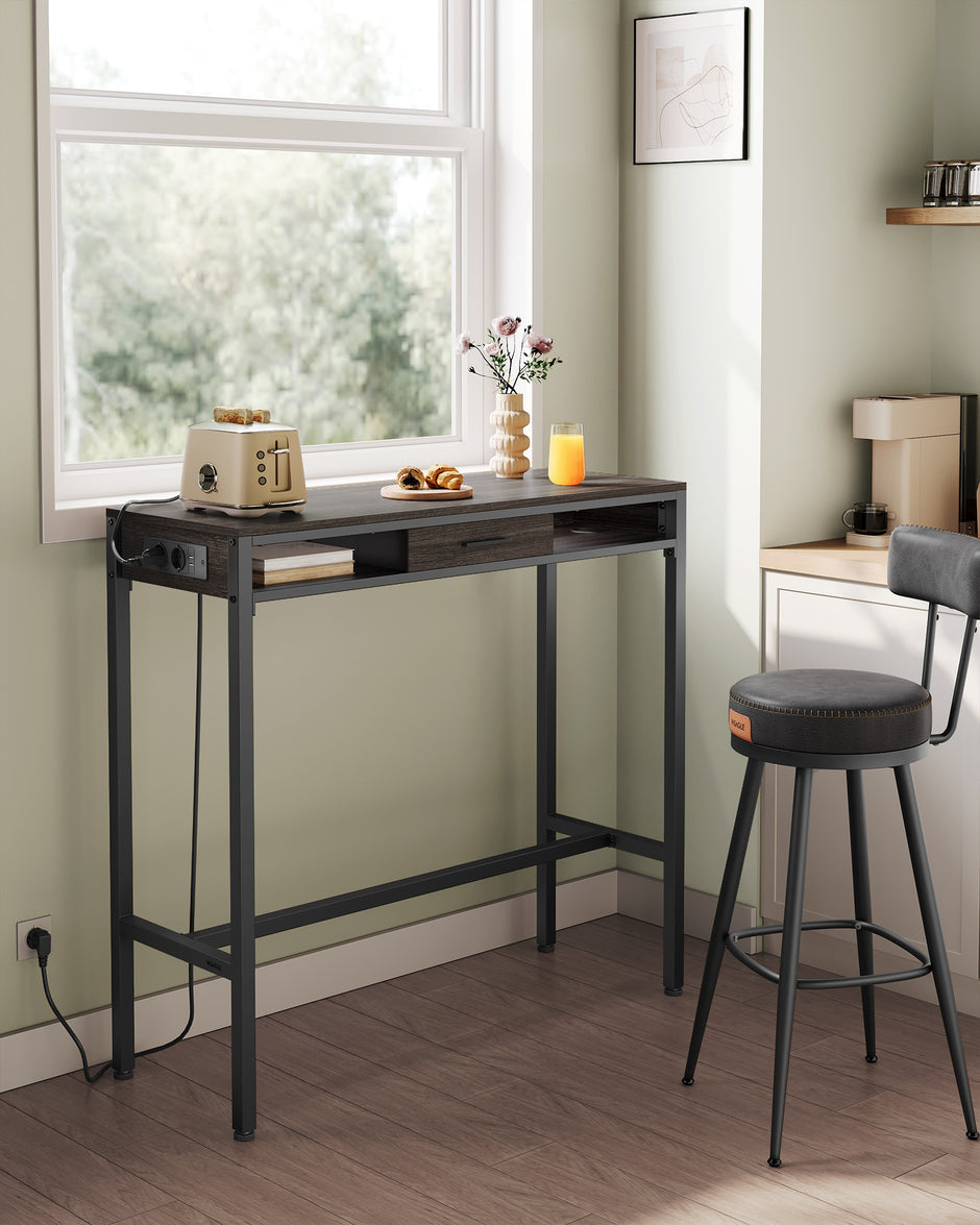 Stabentisch mit Ladestation und Schublade 40 x 99,8 x 104,6 cm