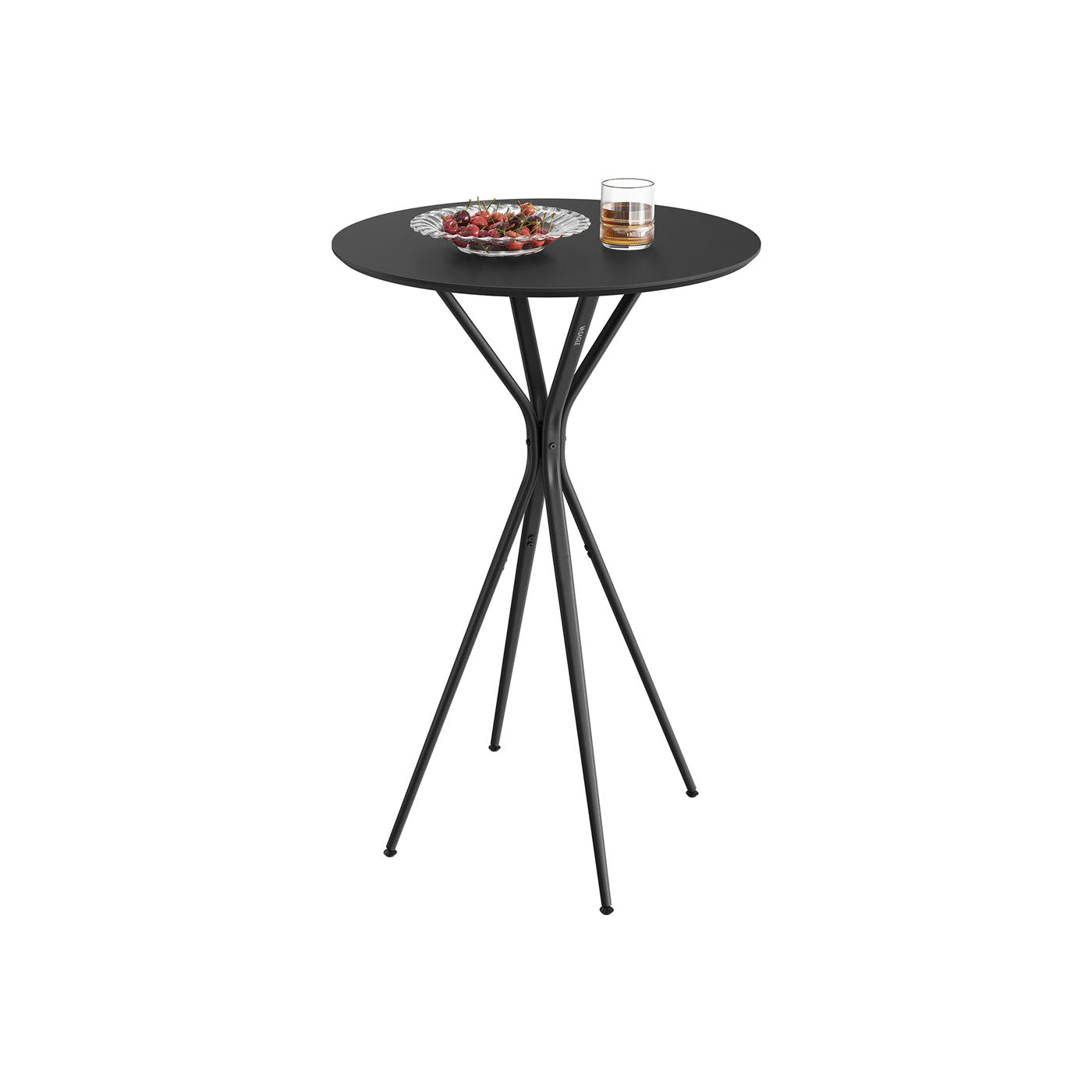 Balkentisch mit Metallrahmen 60 x 60 x 105 cm Tintenschwarz-MAT Schwarz
