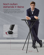 Balkentisch mit Metallrahmen 60 x 60 x 105 cm Tintenschwarz-MAT Schwarz