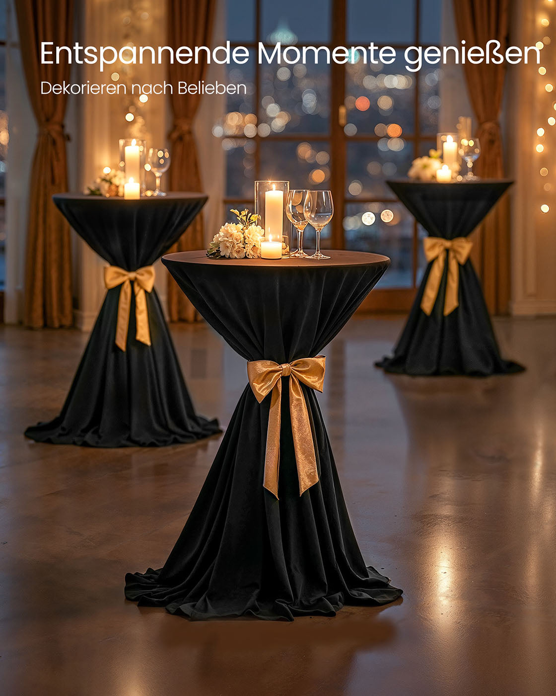 Balkentisch mit Metallrahmen 60 x 60 x 105 cm Tintenschwarz-MAT Schwarz