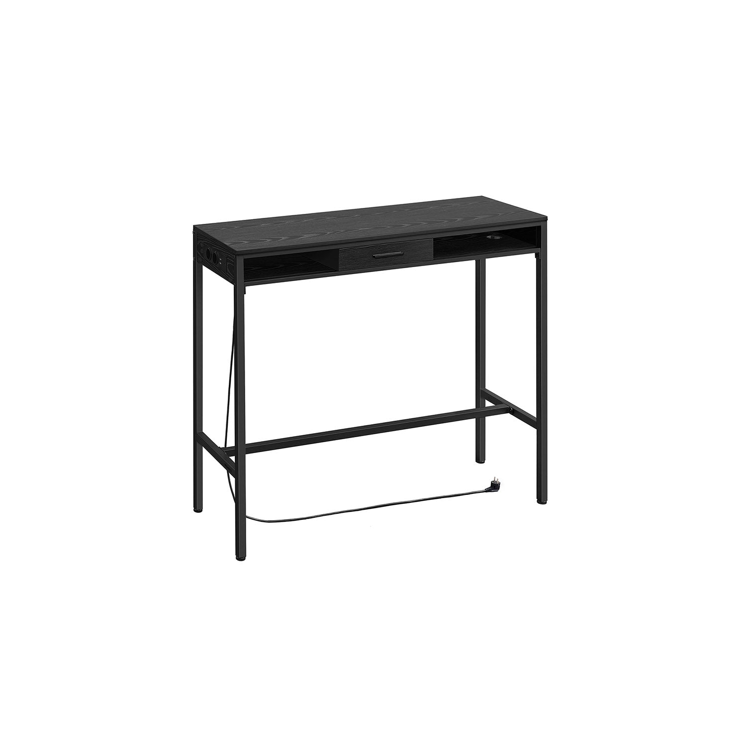 Balkentisch mit Schublade 40 x 120 x 104,6 cm Ebenholz schwarz schwarz