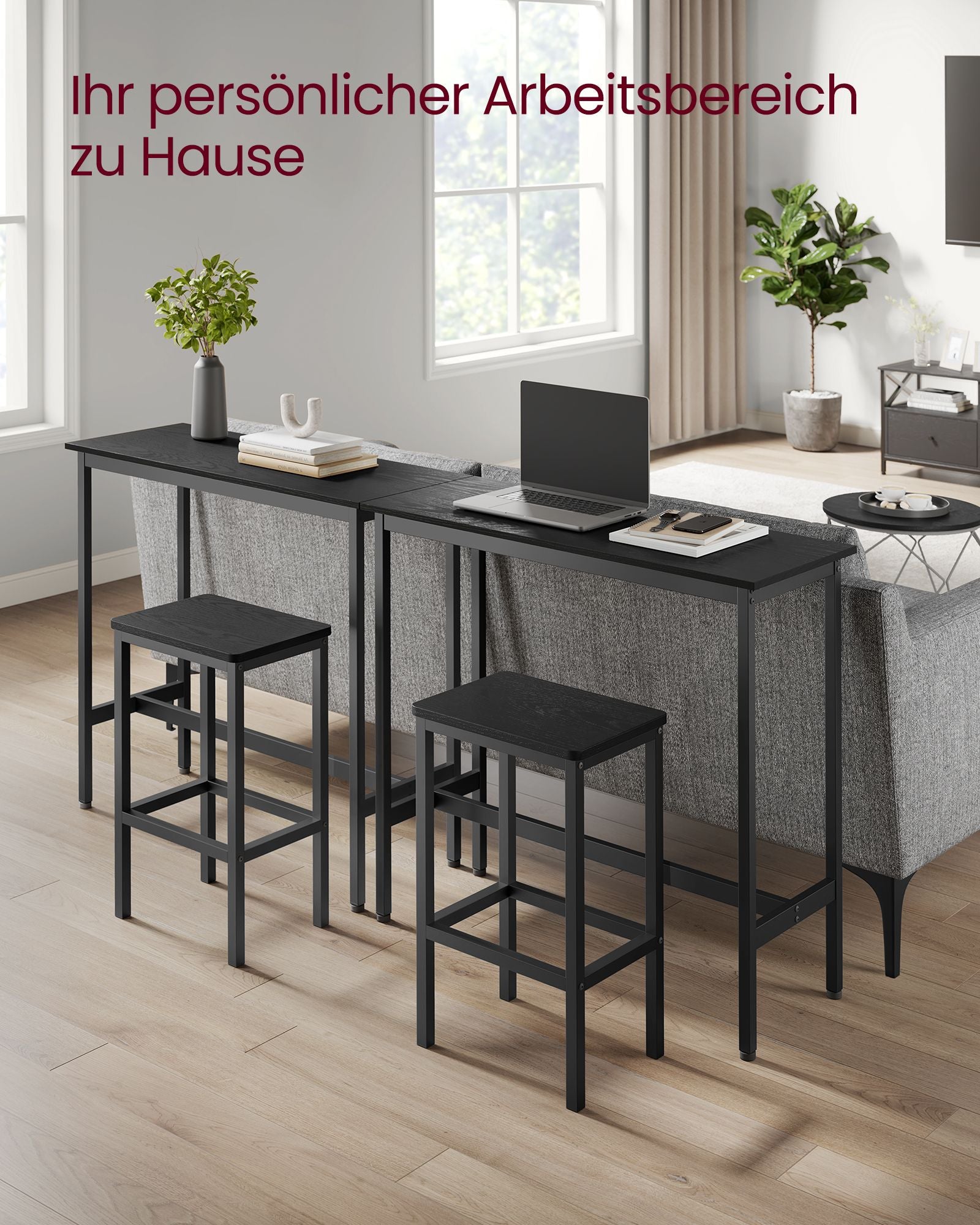 Bartafelset - mit Barhocker - Vintage Brown und Tinte schwarz