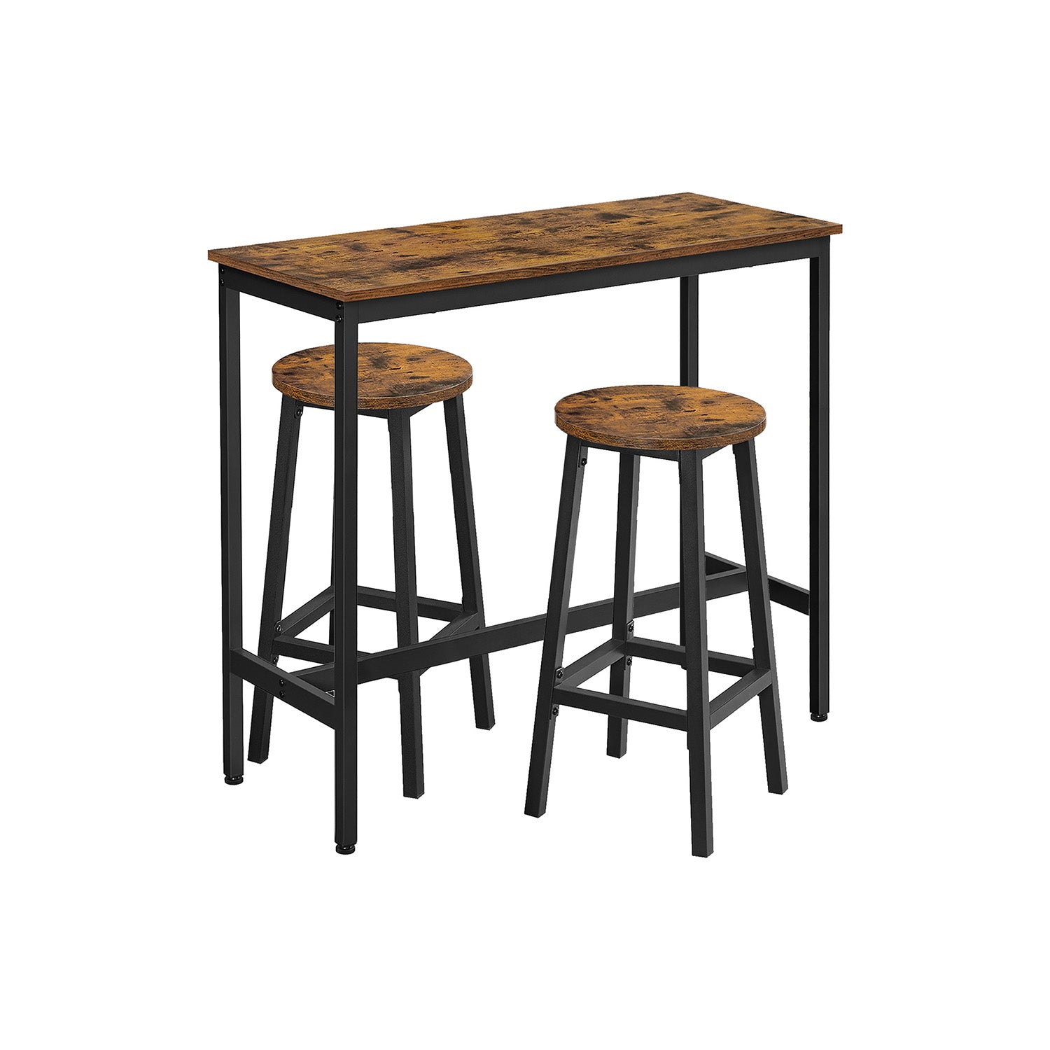 Bartafelset-mit 2 Bar Stuhl-Vintage Brown-Zwart