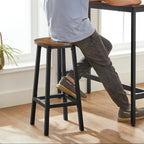 Bartafelset-mit 2 Bar Stuhl-Vintage Brown-Zwart