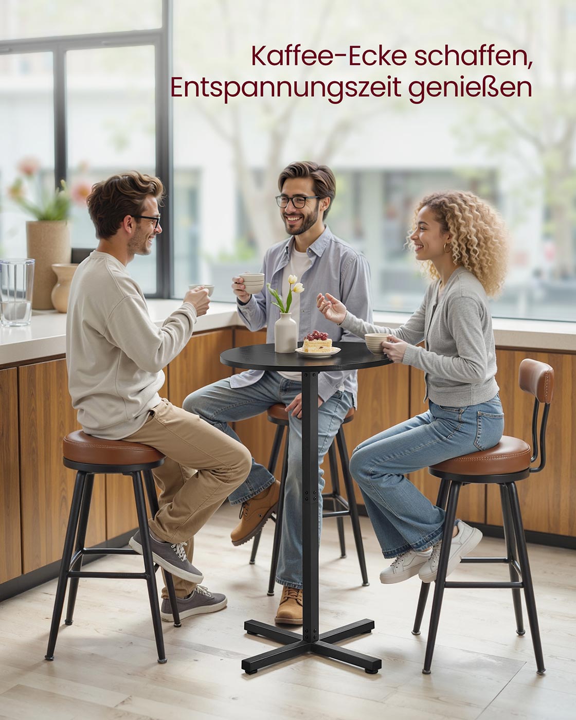 Balkentisch - Runde - 60 x 60 x 104,5 cm - Ebenholz schwarz