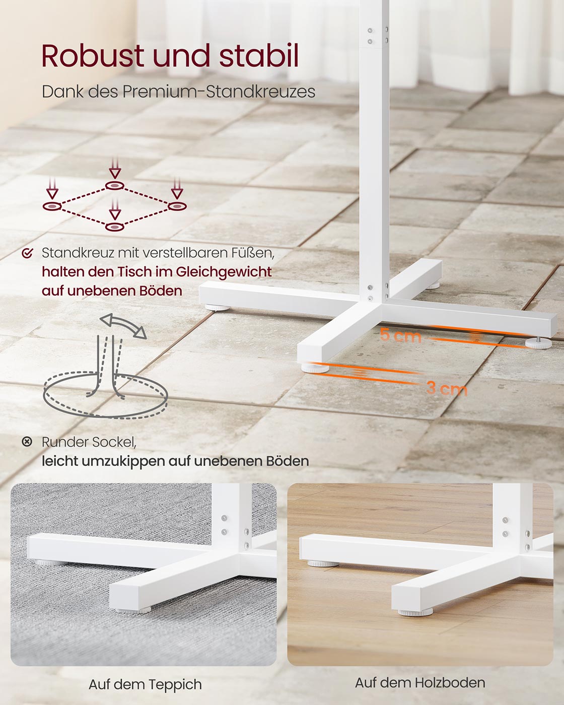 Stangentisch - Runde - 60 x 60 x 104,5 cm - Schneewittchen