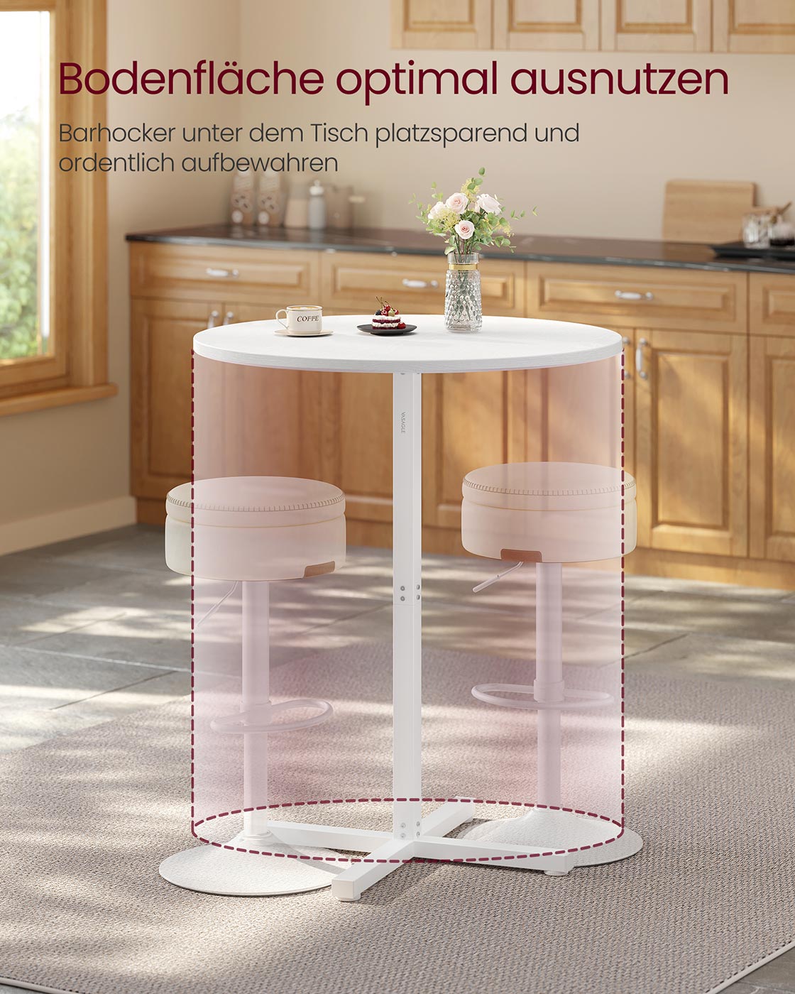 Stangentisch - Runde - 60 x 60 x 104,5 cm - Schneewittchen