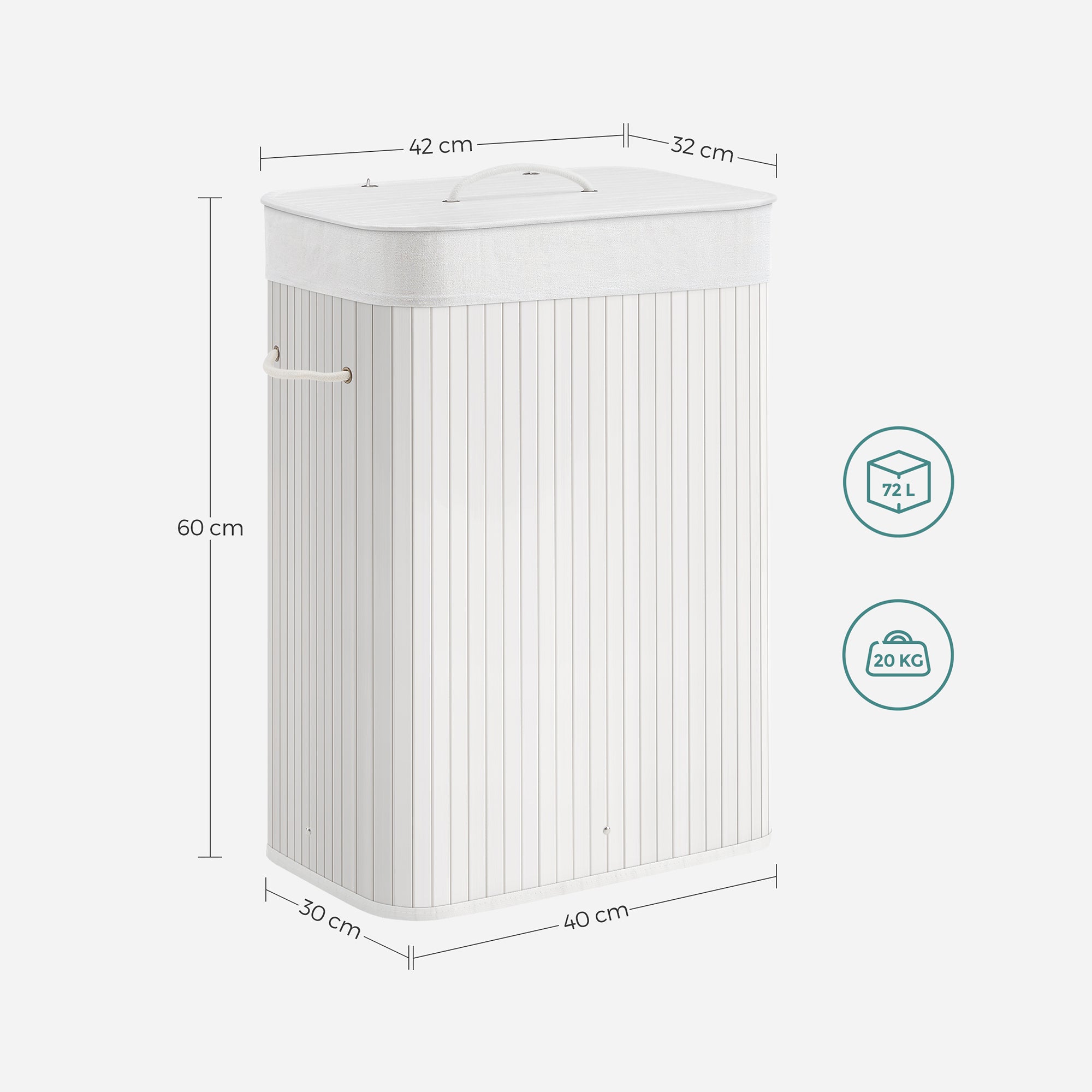 Wäschereikorb - Bambus - Weiß