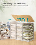 Wäschereikorb mit 3 Fächern und abnehmbaren Wäscheltaschen weiß